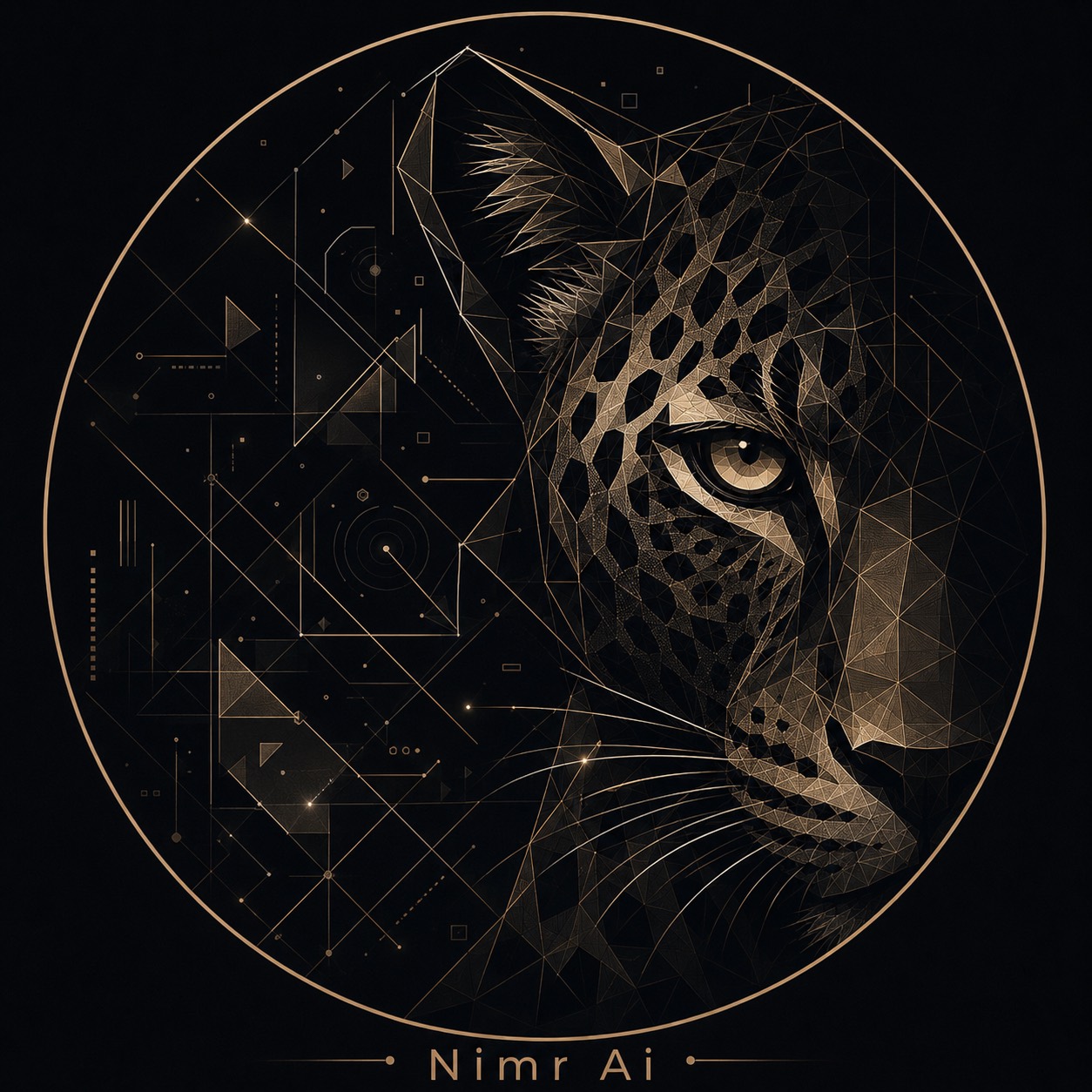 Geometric NIMR leopard emerging from darkness